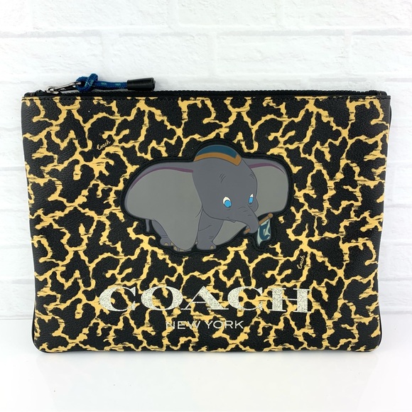 Coach X Disney Dumbo Large Pouch With Wavy Animal Print - Picture 1 of 1